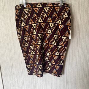 LuLaRoe Cassie Brown Aztec Print Skirt Size Large‎